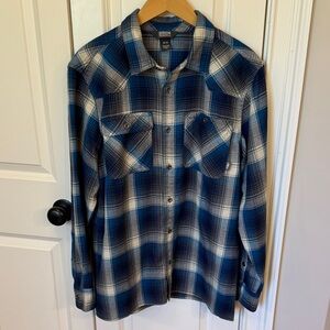 Outdoor Research Blue Gray Cream Plaid “flannel” Shirt medium